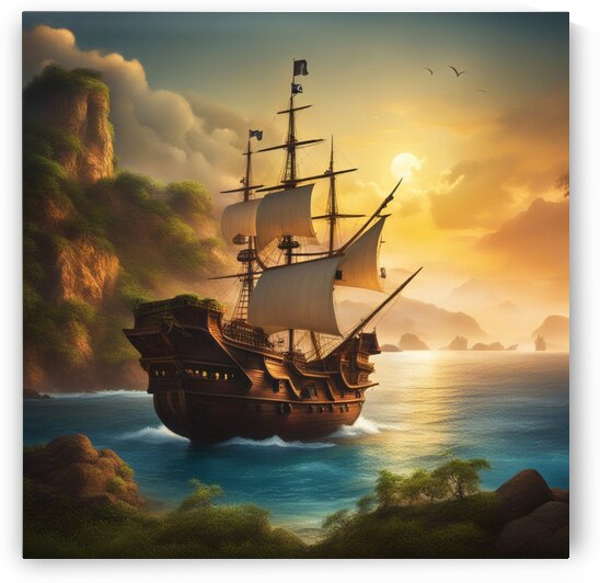 Pirate ship is on the beach by Towseef Dar