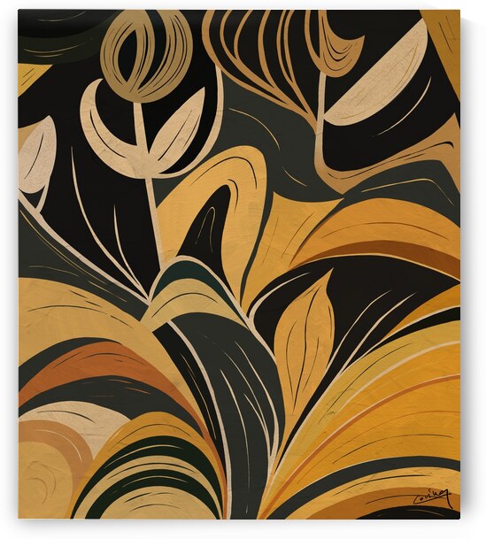 Golden Tango - Abstract Dance Art Print by Corina Ioana