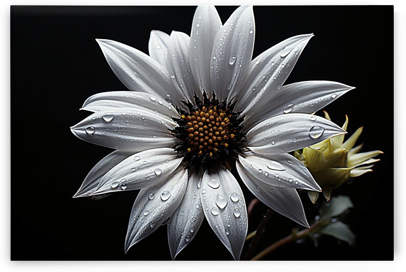 Majestic Macro – Monochrome Sunflower Close-Up Art Print by Savage Art Prints