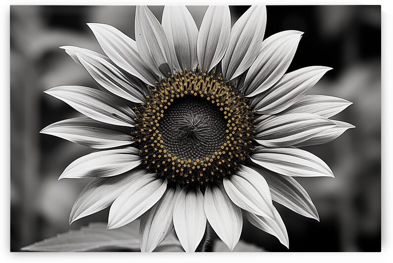 Flawless – Black & White Sunflower Art Print by Savage Art Prints