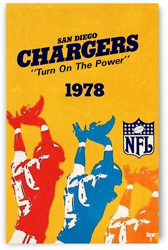 1978 San Diego Chargers Football Art by Row One Brand