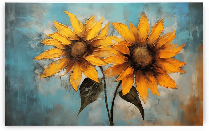 Allure - Sunflower Duo - Modern Floral Art Prints by Savage Art Prints