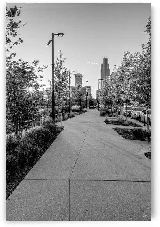Sidewalk Evening In Downtown Omaha Grayscale by Jennifer White