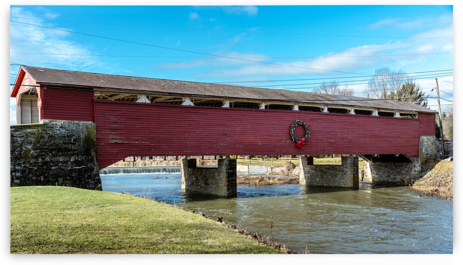Wehrs Covered Bridge Holiday Wreath Daytime by Jason Fink
