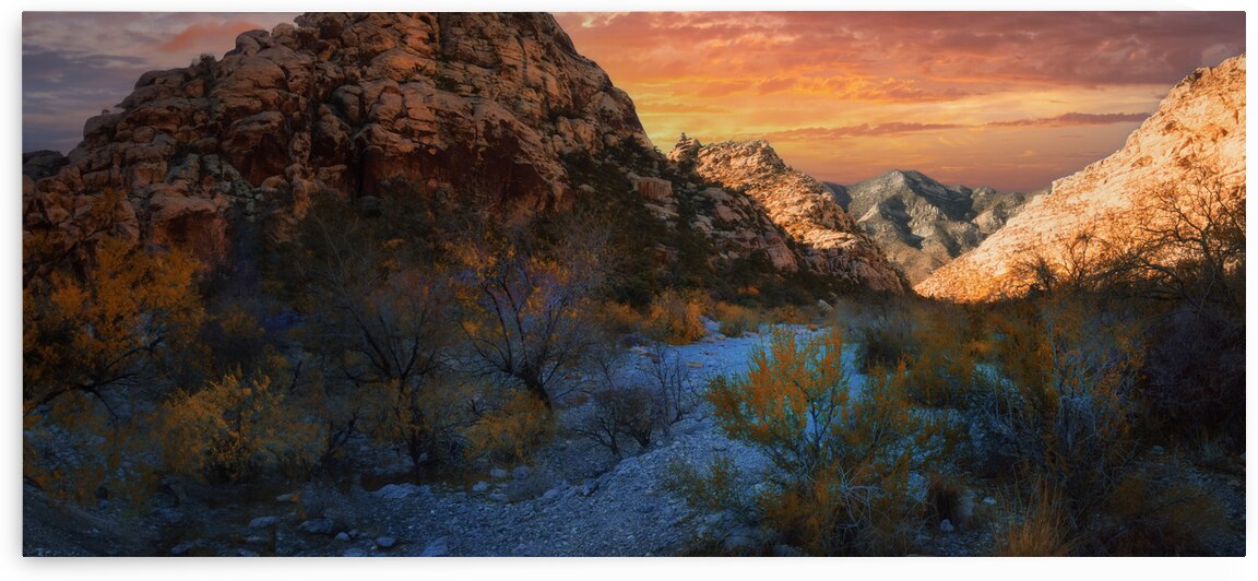 Canyon Trail Sunset Panorama by Frank Wilson