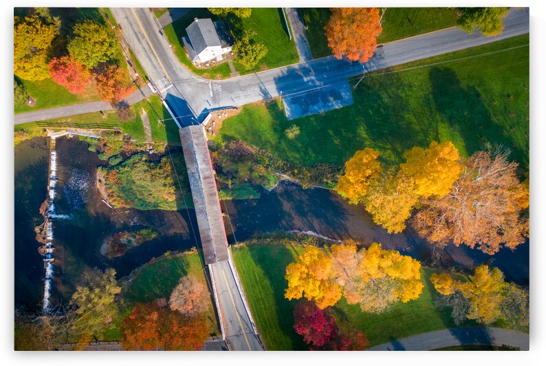 Wehrs Covered Bridge Looking Down at Autumn by Jason Fink