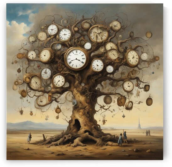 large tree made from clocks Dali style by AIGALLERY