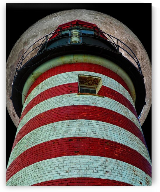 West Quoddy Head Light in the Full Moon by Bill Swartwout Photography