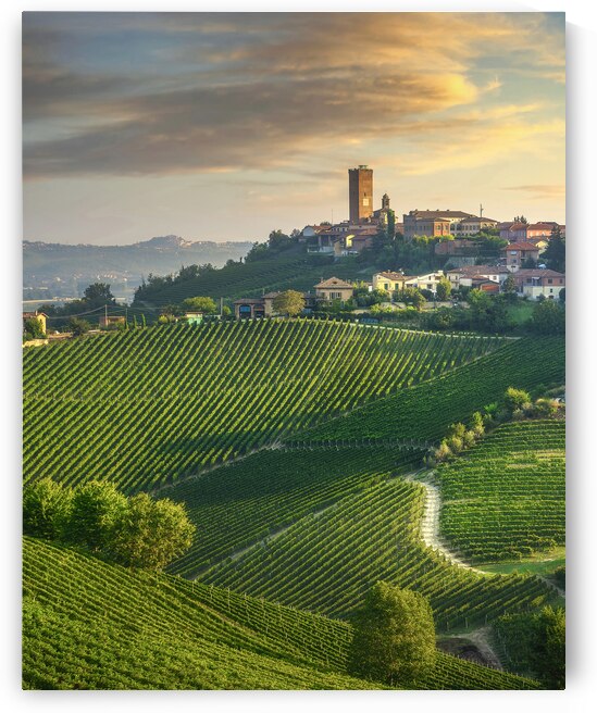 Barbaresco village and Langhe vineyards. Italy by Stefano Orazzini