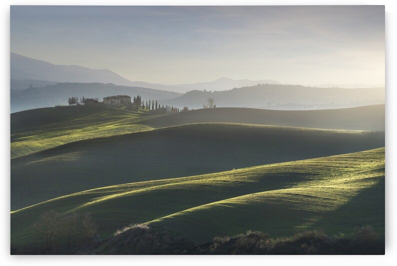 Landscape in Tuscany with farmhouse and rolling hills by Stefano Orazzini