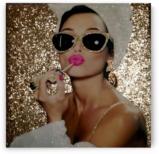 Audrey Hepburn Golden Glitter Art Glamour art Golden effects Vintage Hollywood by ArtByLumy