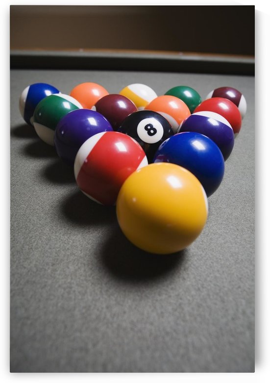 Pool Balls On A Billiard Table With The Eight Ball Facing Upwards by PacificStock