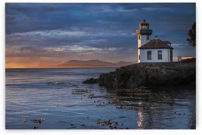 Last Light at Lime Kiln Lighthouse San Juan Island by Lauren Pritchett Photography