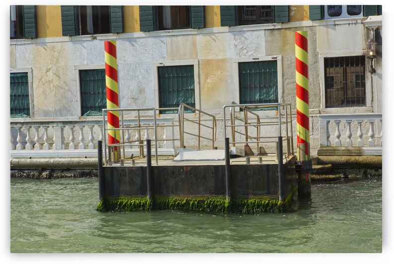 Venice Pier with Red and Yellow Poles by Iris H Richardson