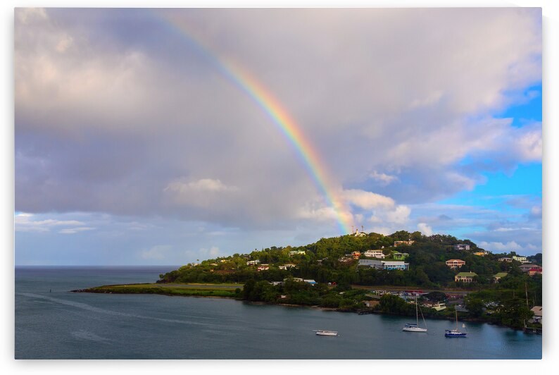 Rainbow Descending Near the Vigie Lighthouse in St Lucia by Bo Insogna