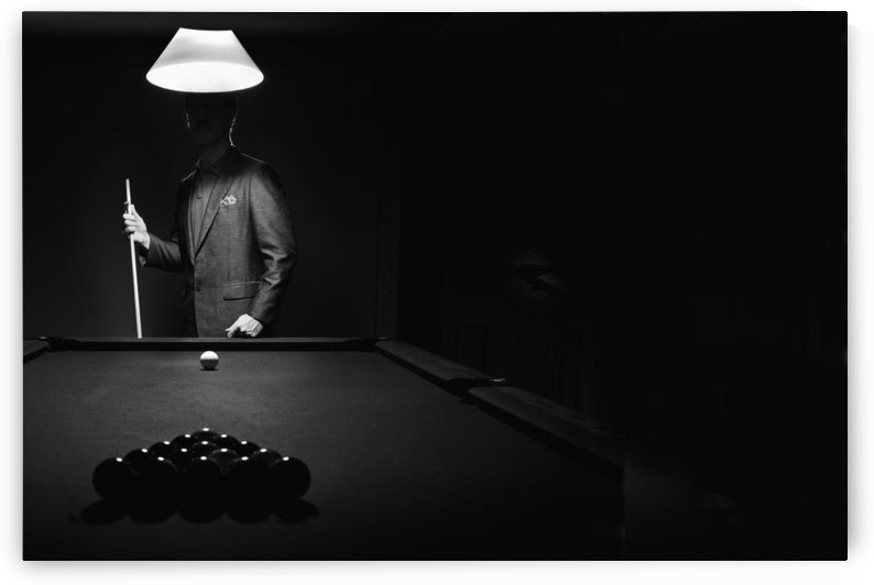 ; Mystery Pool Player Behind Rack Of Billiard Balls by PacificStock