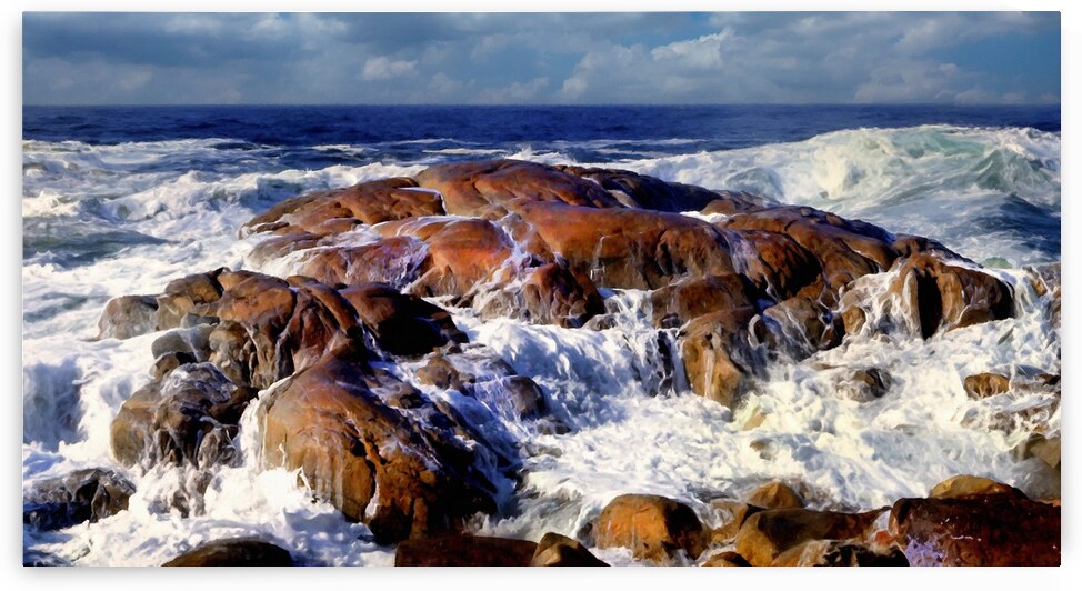 Rocks Awash In Gloucester Massachusetts  by Frank Wilson