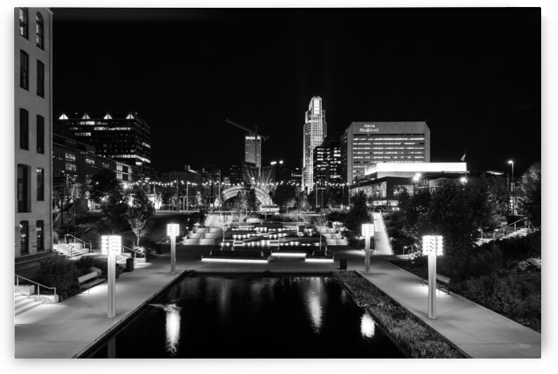 Gene Leahy Mall At Night Grayscale by Jennifer White