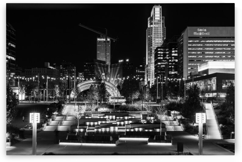 Gene Leahy Mall Night Lights Grayscale by Jennifer White