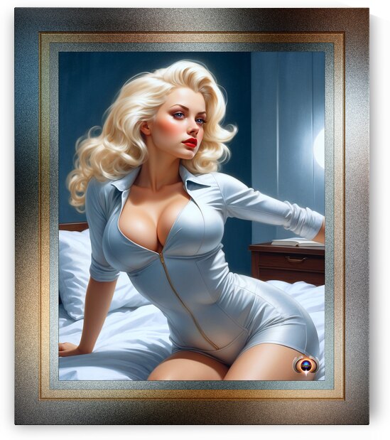 She Is Contemplating Her Future Gorgeous AI Concept Art Pin Up Girl Portrait by Xzendor7 by xzendor7