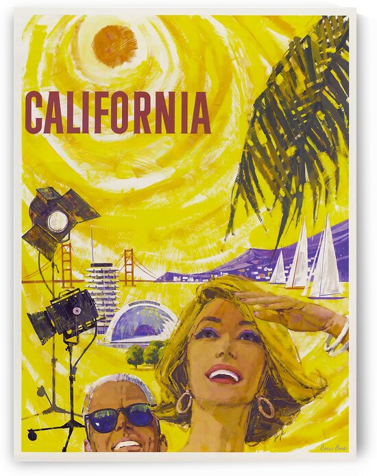 Vintage 1960s California Travel Poster by Row One Brand