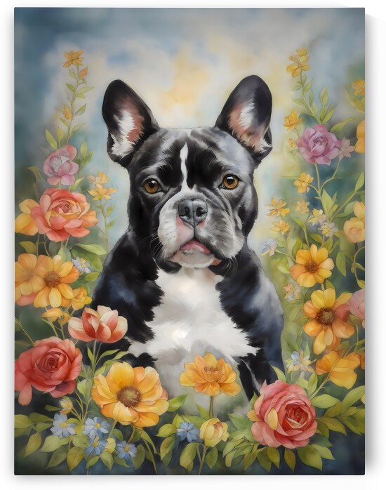 frenchie french bulldog portrait painting by Lumina Dream Studio