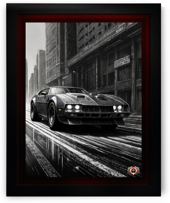 Racing Through Ghost City Black And White Illustration AI Concept Art by Xzendor7 by xzendor7