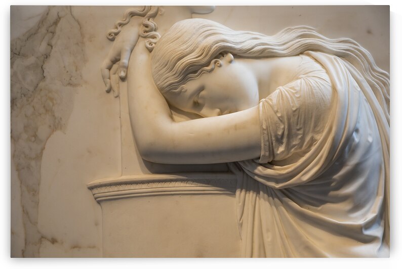 Funeral sculpture by Antonio Canova. Marble memorial on tombston by Paolo Modena