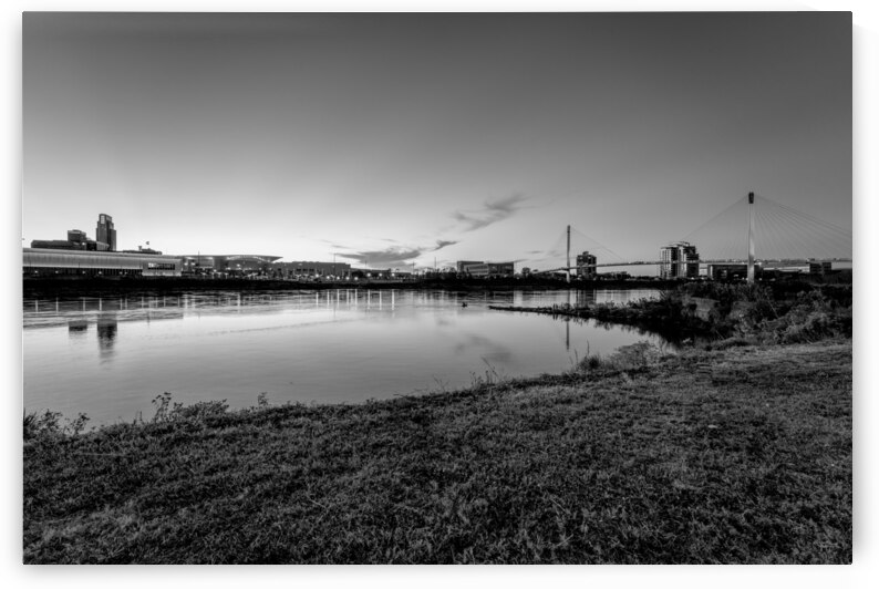 Missouri River Omaha Sunset View Grayscale by Jennifer White