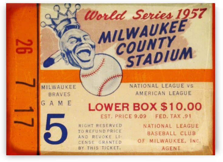 1957 World Series Ticket Viewfinder Art by Row One Brand