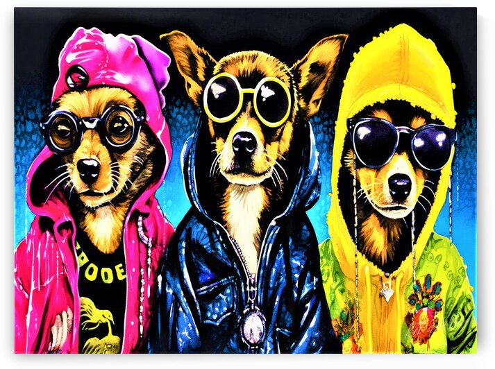 Gansta Chihuahua Trio by SykArt Designs