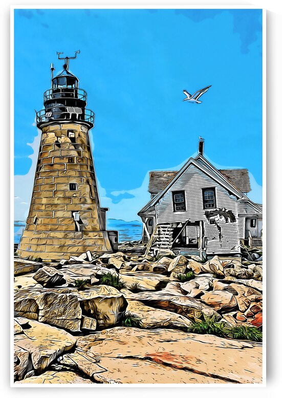 Storm Damage at the Most Remote Lighthouse in Maine - Illus. by Allan Wood
