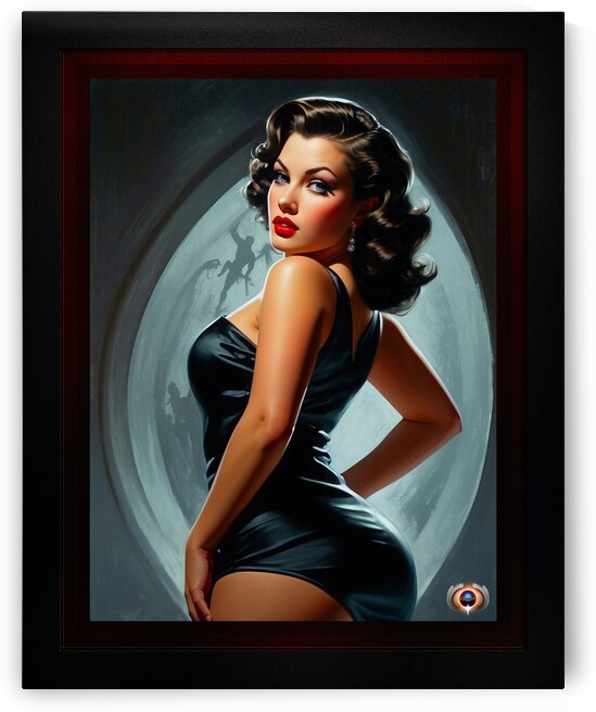 Caught By Surprise Captivating AI Concept Art Pin Up Girl Pulp Fiction Portrait by Xzendor7 by xzendor7