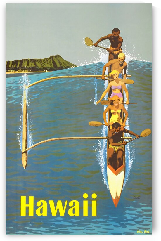 1960 stanley galli hawaii travel poster by Row One Brand
