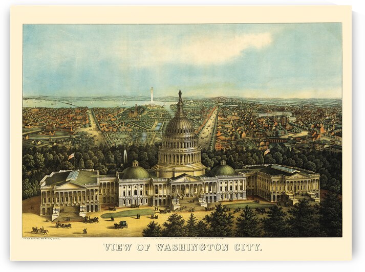 Low-angle birds-eye view of central Washington DC from 1871 by Steve Heap
