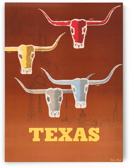 vintage 50s texas poster by Row One Brand