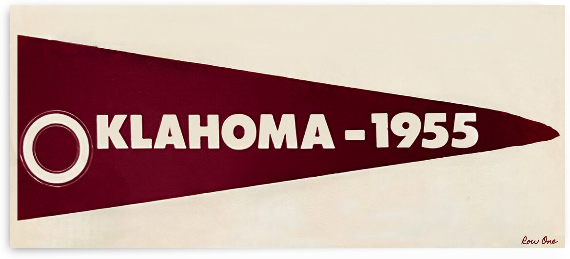 1955 oklahoma sooners pennant art by Row One Brand