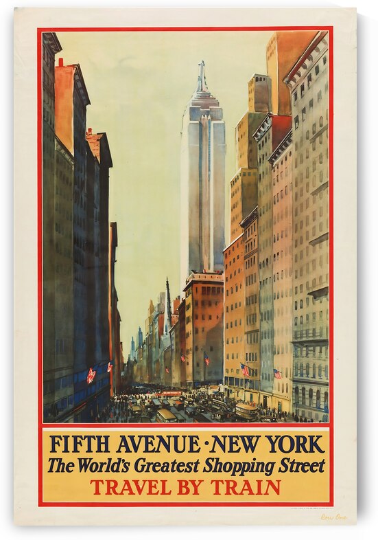 vintage fifth avenue new york poster by Row One Brand