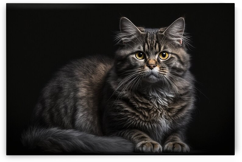 Portrait of a furry calm cat posing on a black background. Ai g by Joaquin Corbalan