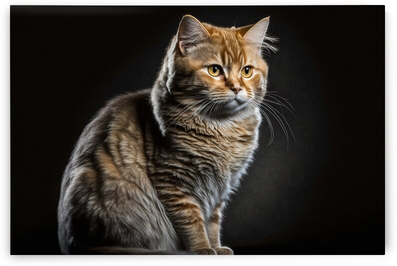 Portrait of a furry calm cat posing on a black background. Ai g by Joaquin Corbalan