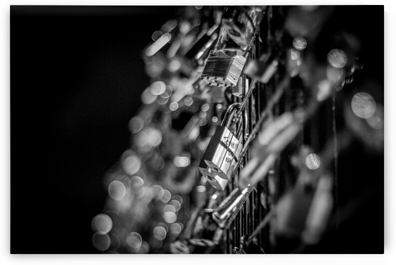 paris love locks at night  horizontal 2484 Jevell by Black And White