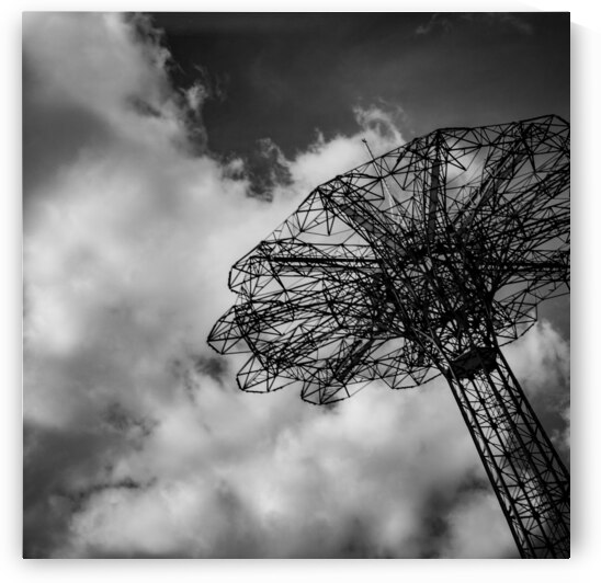 coney island parachute ride  square 373 Parachute by Black And White