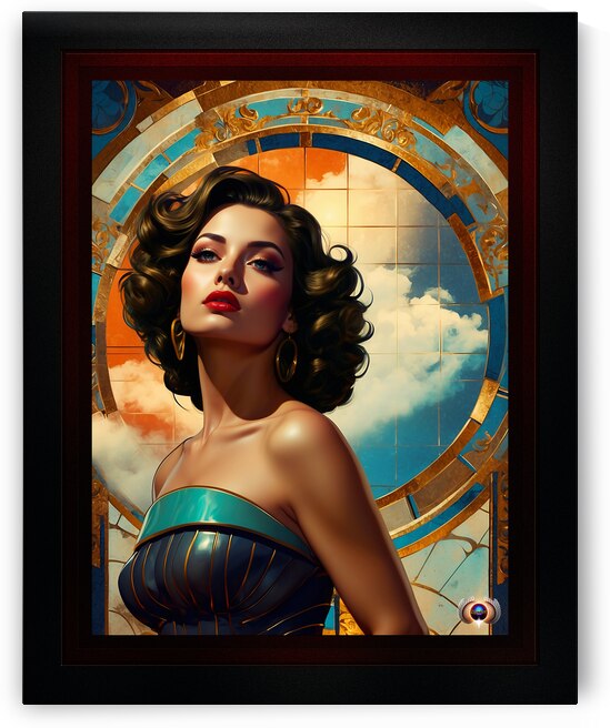 The Clouds Define Her Captivating AI Concept Pulp Fiction Retro Art Portrait by Xzendor7 by xzendor7