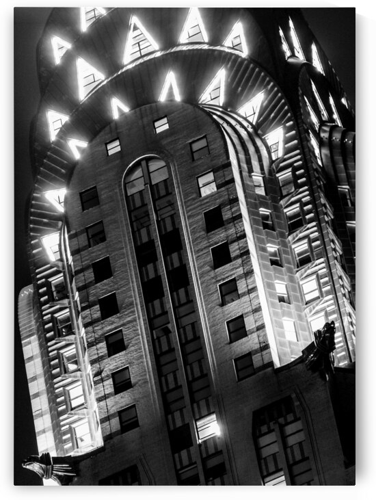 top chrysler building at night  vertical 352 Chry by Black And White