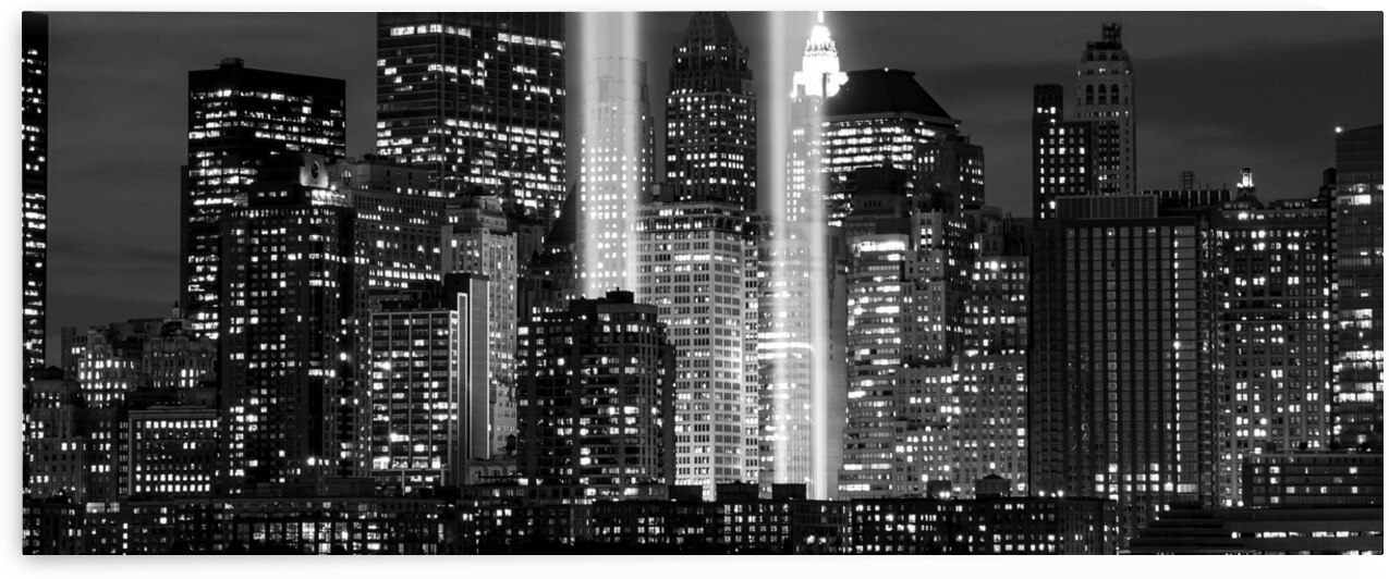 tribute in light lower manhattan september 11  pa by Black And White