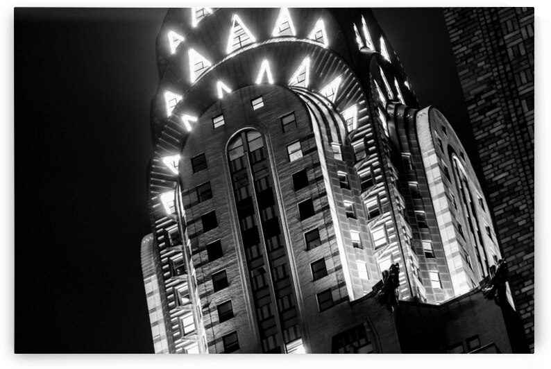 top chrysler building at night  horizontal 352 Ch by Black And White