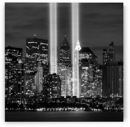 tribute in light lower manhattan september 11  sq by Black And White