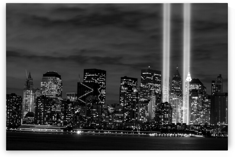 tribute in lights ground zero  horizontal 1517 Va by Black And White