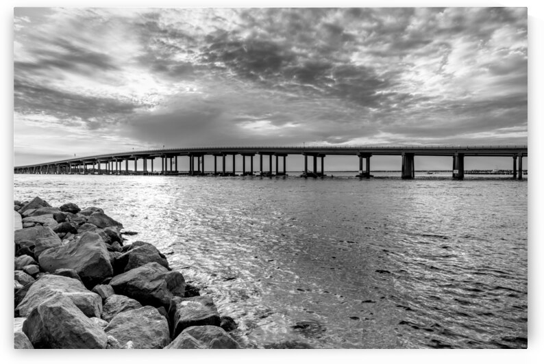 Destin Florida Bridges Evening Grayscale by Jennifer White