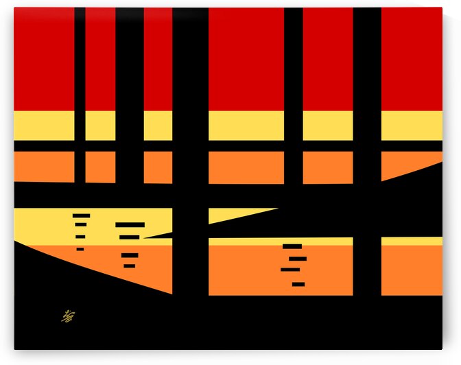 Sunset Landscape Geometric Abstract by Liz Cereby